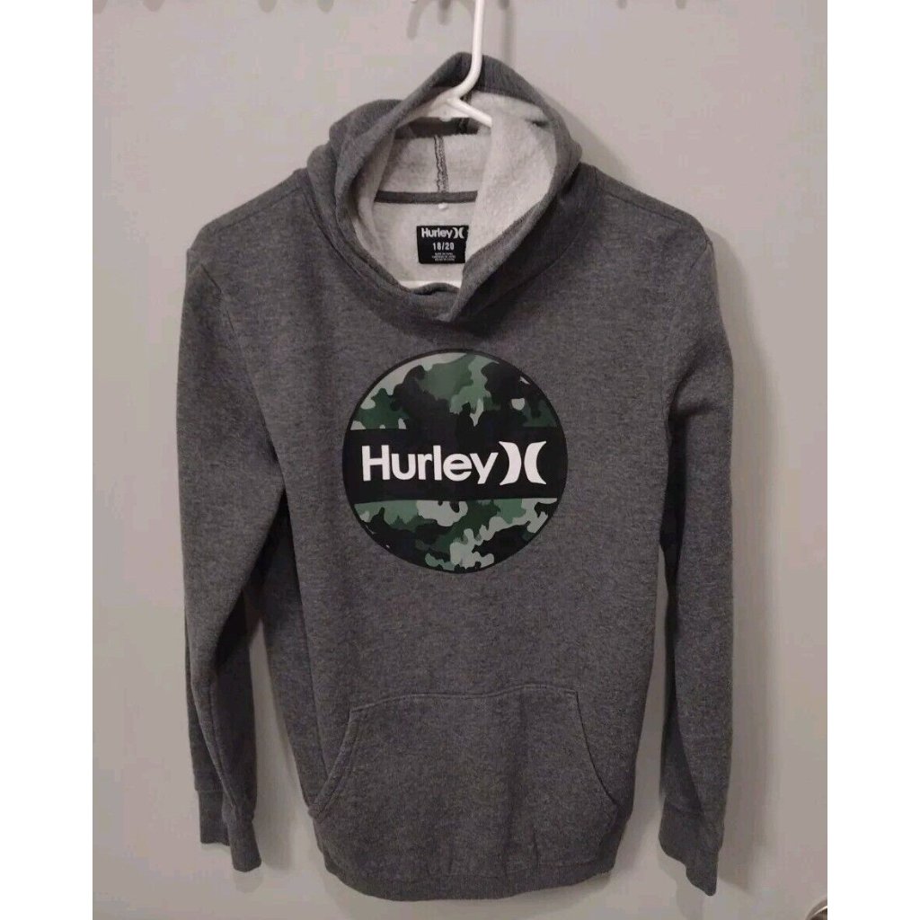 Size 18  20 Vg Cond Hurley Youth Fleece Pullover Hoodie Gray Pls Read